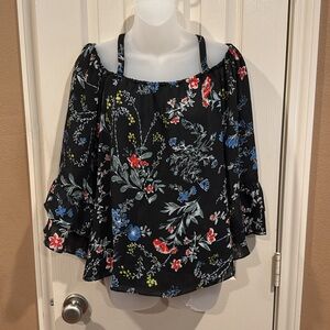 Parker Cold-Shoulder Floral Blouse. Sz Medium